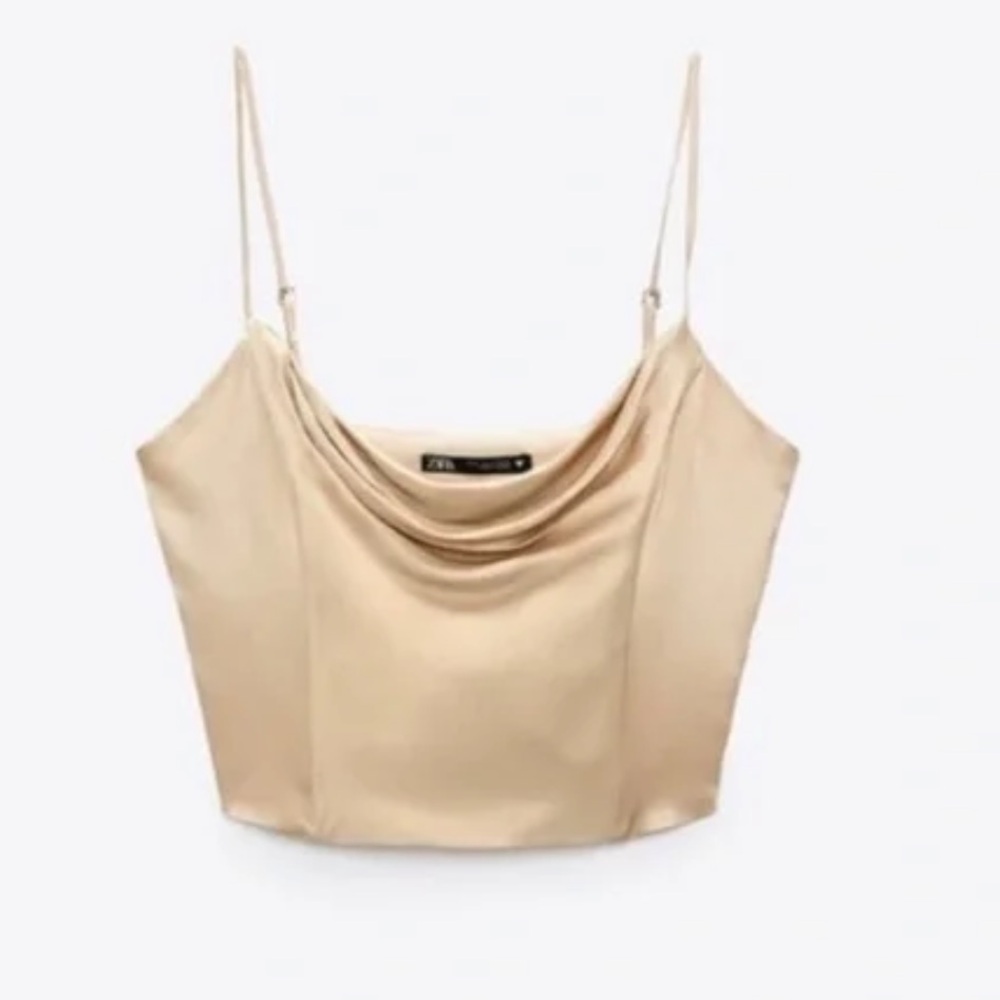 Zara SATIN EFFECT CROP TOP